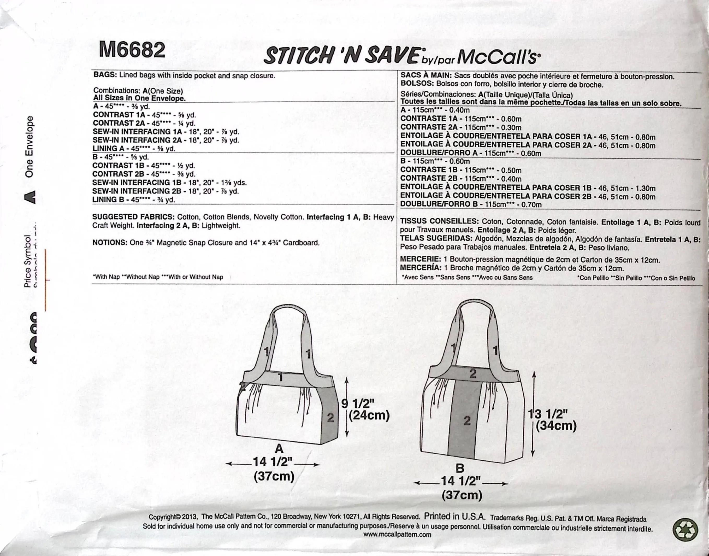 Sewing Pattern: McCalls M6682