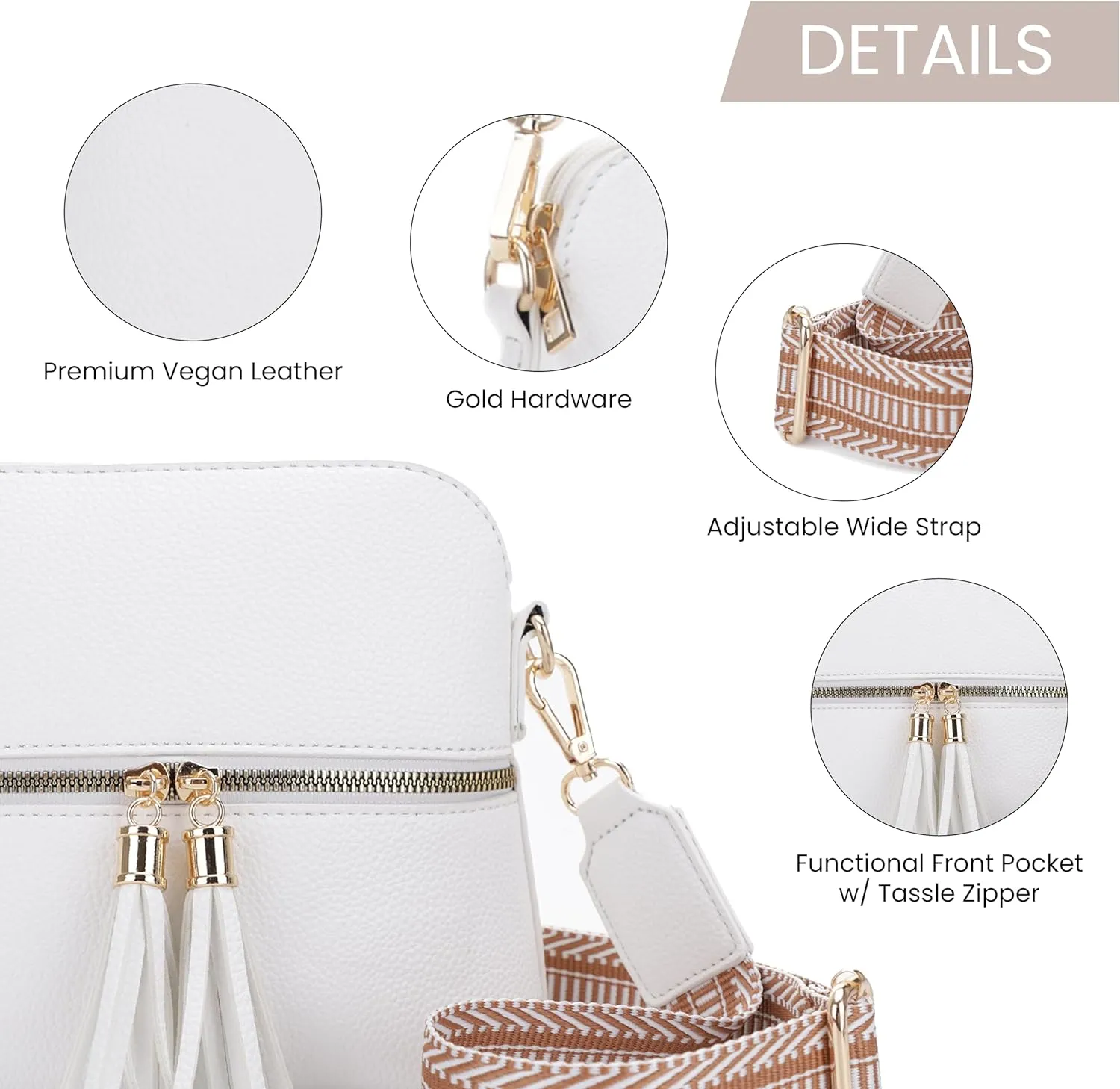 SG SUGU Lunar Lightweight Medium Dome Crossbody Bag Shoulder Bag with Tassel | Zipper Pocket | Adjustable Strap