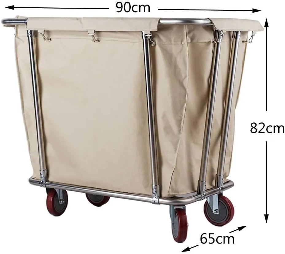 Shelf Movable Hand Trucks Storage,Kitchen Movable Trolleys, Houseware Rolling Laundry Hamper Sorter Cart,Wheeled Hotel Trolley Bin with Movable Bag/Beige/90X65X82Cm (Beige 90X65X82Cm)