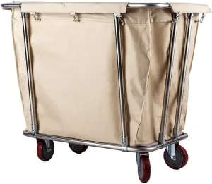Shelf Movable Hand Trucks Storage,Kitchen Movable Trolleys, Houseware Rolling Laundry Hamper Sorter Cart,Wheeled Hotel Trolley Bin with Movable Bag/Beige/90X65X82Cm (Beige 90X65X82Cm)