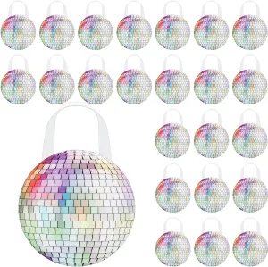Shihanee 24 Pcs Disco Party Favor Bags Disco Dance Themed Birthday Party Goody Candy Bags Non Woven Gift Handbag for 70s 80s 90s Favor Supplies