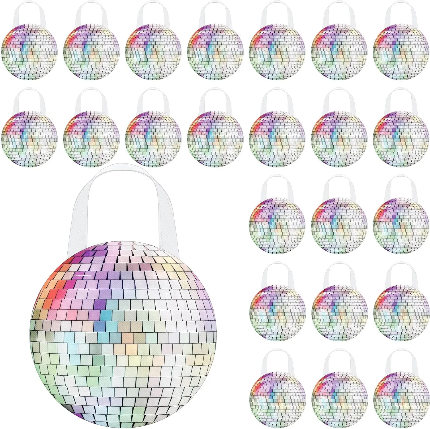 Shihanee 24 Pcs Disco Party Favor Bags Disco Dance Themed Birthday Party Goody Candy Bags Non Woven Gift Handbag for 70s 80s 90s Favor Supplies