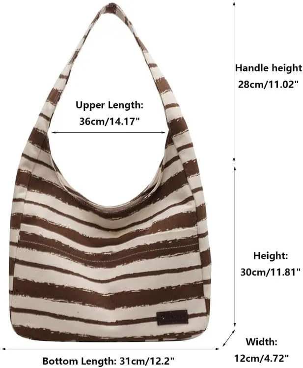 Shoulder Bag Striped Hobo Bags Womens Purses and Handbags Tote Bag for Women Work Casual Shopping Tote Purse Handbag Coffee