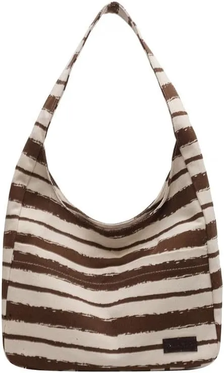 Shoulder Bag Striped Hobo Bags Womens Purses and Handbags Tote Bag for Women Work Casual Shopping Tote Purse Handbag Coffee