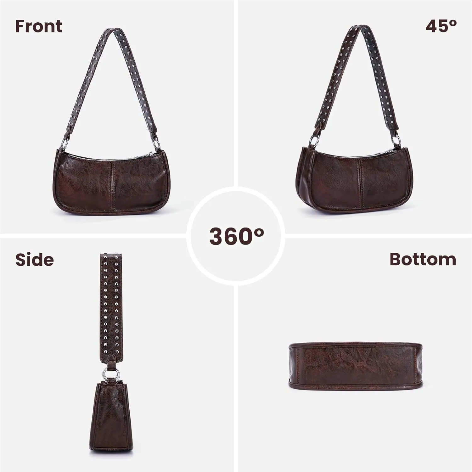 Shoulder Bags for Women Y2k Purse and Handbags Retro Studded Crossbody Bag Small Shoulder Purse Leather Hobo Handbag