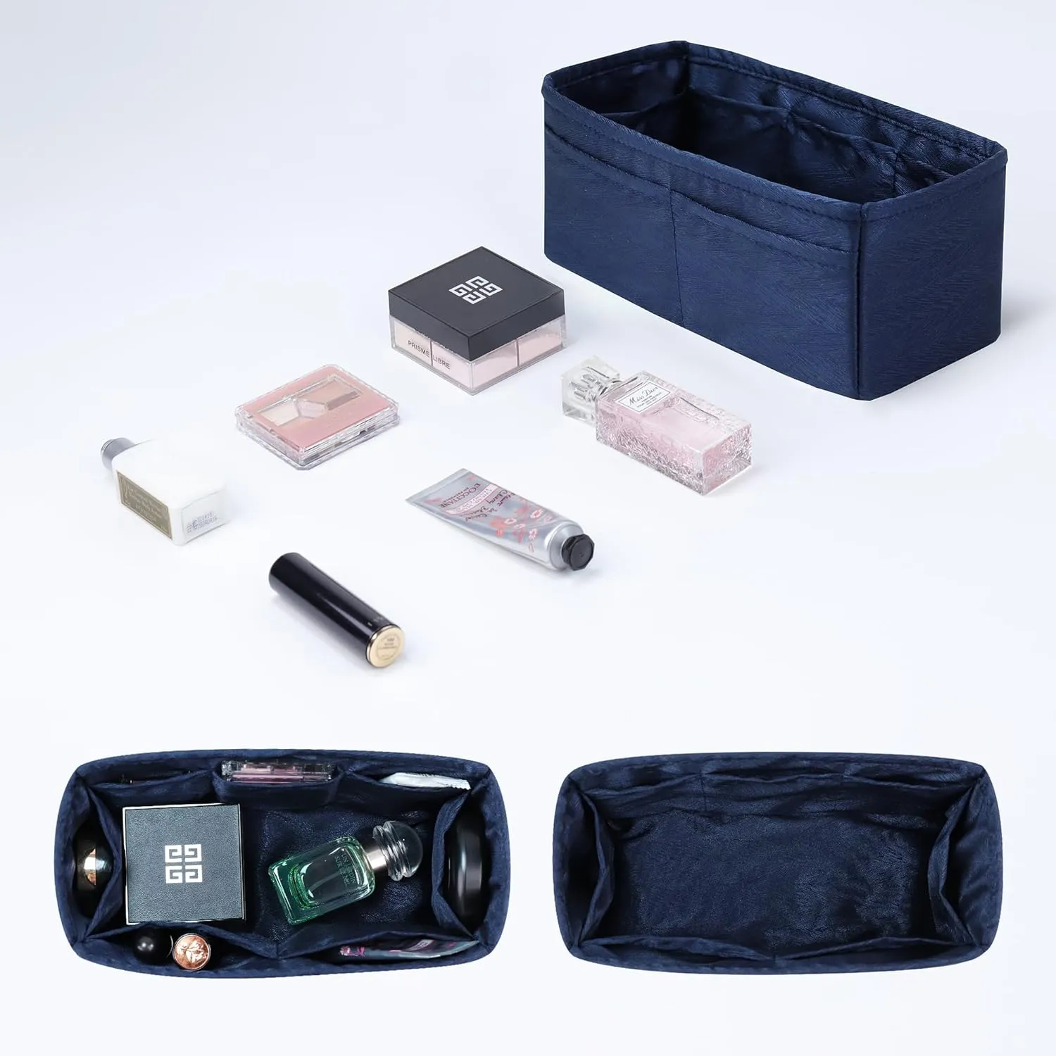 Silk Purse Organizer Insert for Garden Party 26/30/36/49, Silky Soft Bag Organizer Liner, Lightweight Luxury Handbag Tote Shaper(GP30,Blue Nuit)