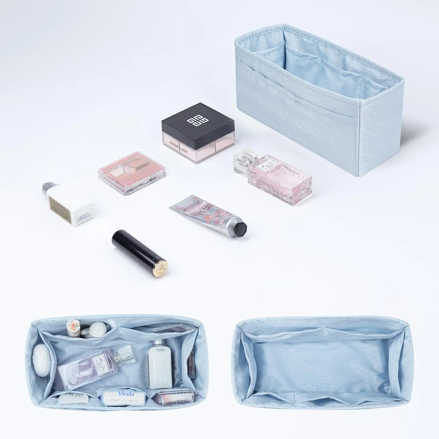 Silk Purse Organizer Insert for Garden Party 26/30/36/49, Silky Soft Bag Organizer Liner, Lightweight Luxury Handbag Tote Shaper(GP30,Blue Pale)