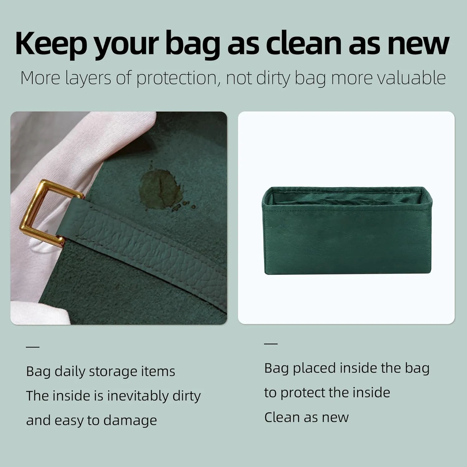 Silk Purse Organizer Insert for Garden Party 26/30/36/49, Silky Soft Bag Organizer Liner, Lightweight Luxury Handbag Tote Shaper(GP30,Dark Green)