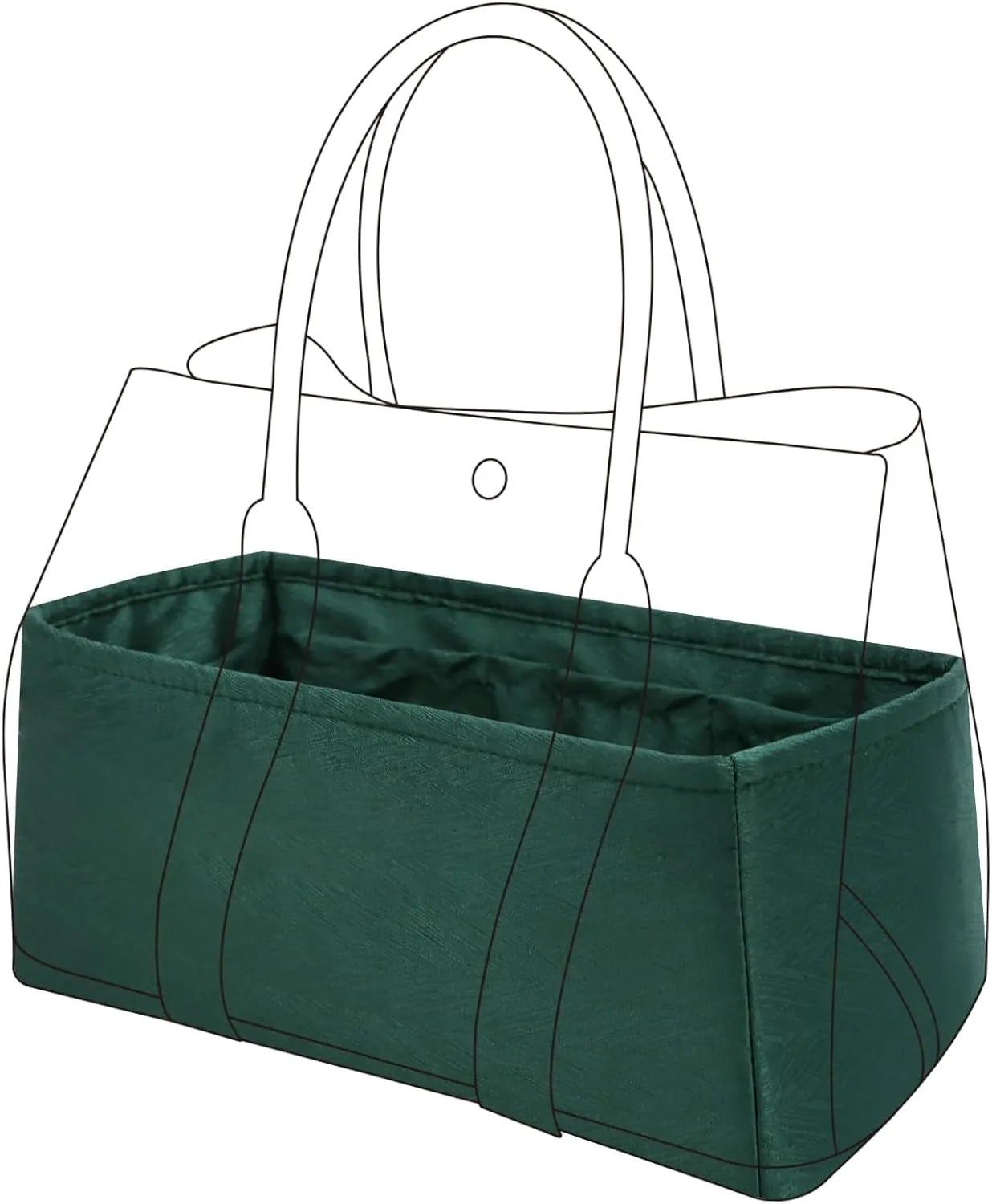 Silk Purse Organizer Insert for Garden Party 26/30/36/49, Silky Soft Bag Organizer Liner, Lightweight Luxury Handbag Tote Shaper(GP30,Dark Green)