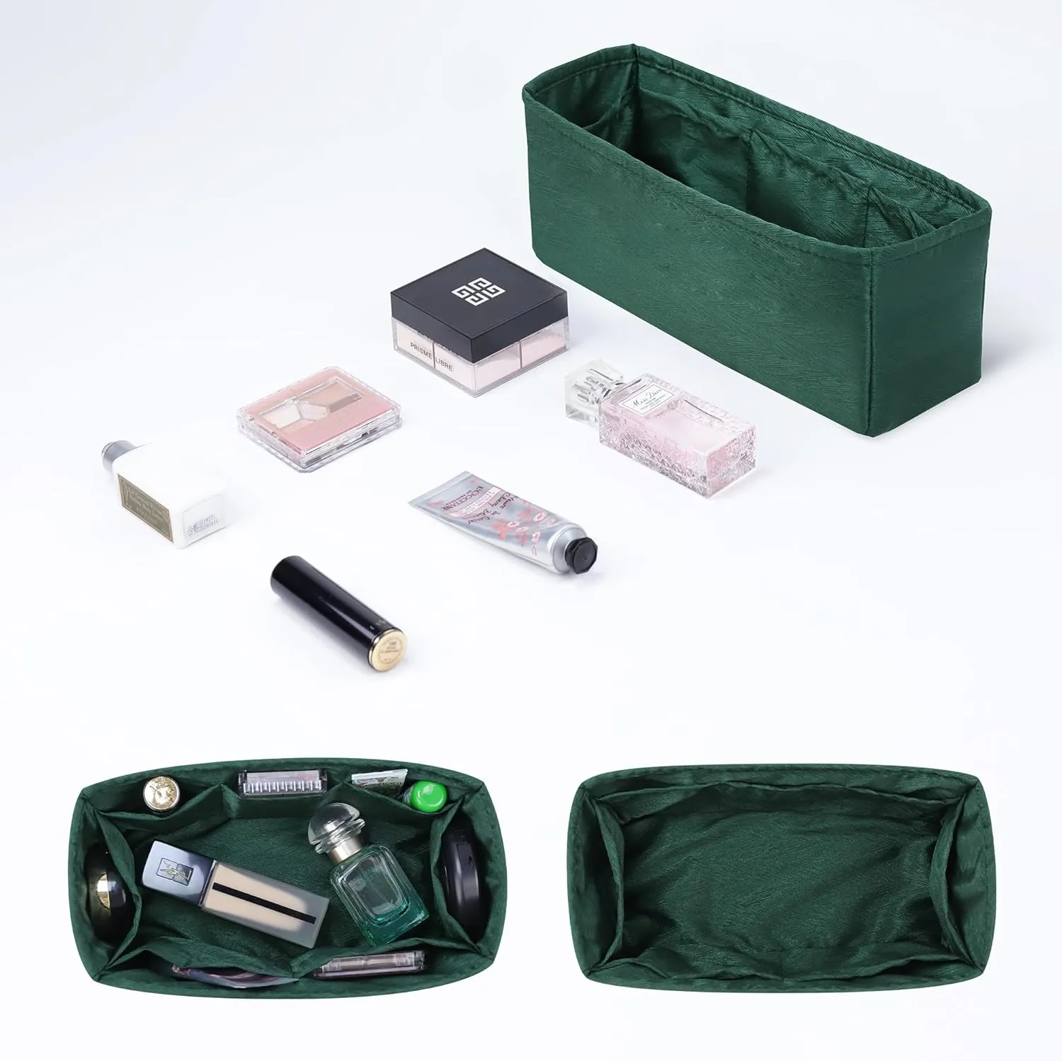 Silk Purse Organizer Insert for Garden Party 26/30/36/49, Silky Soft Bag Organizer Liner, Lightweight Luxury Handbag Tote Shaper(GP30,Dark Green)