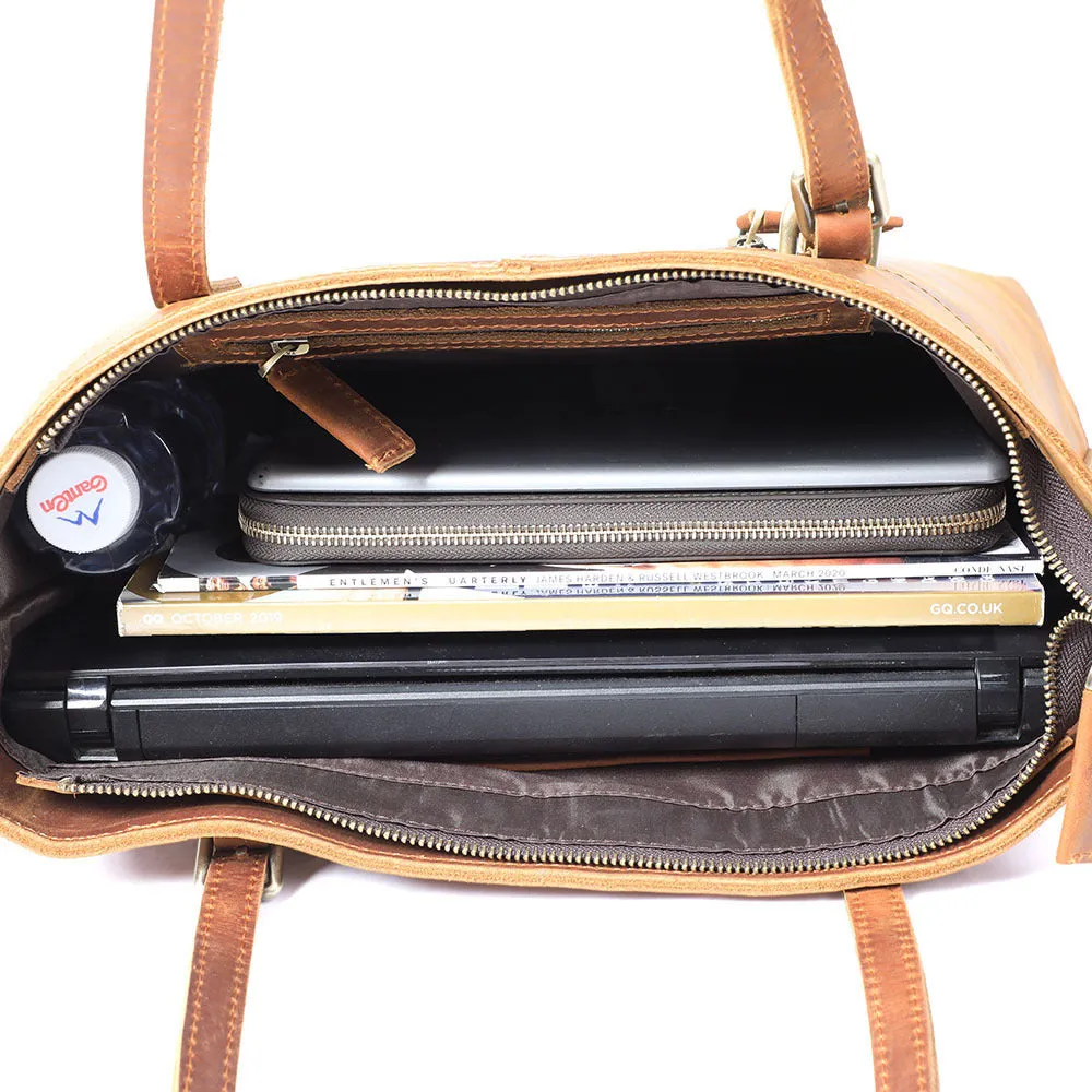 Simple First Layer Cowhide Tote Bag Retro Ladies Shoulder Bag