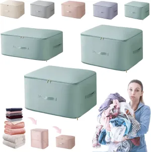 Simtplicity Ultra Space Saving Self Compression Organizer, 2025 Upgraded Comforter Storage Bag with Zipper, Heavy Duty Moving Bags for Comforters, Blankets, Clothes (Green, M L XL)
