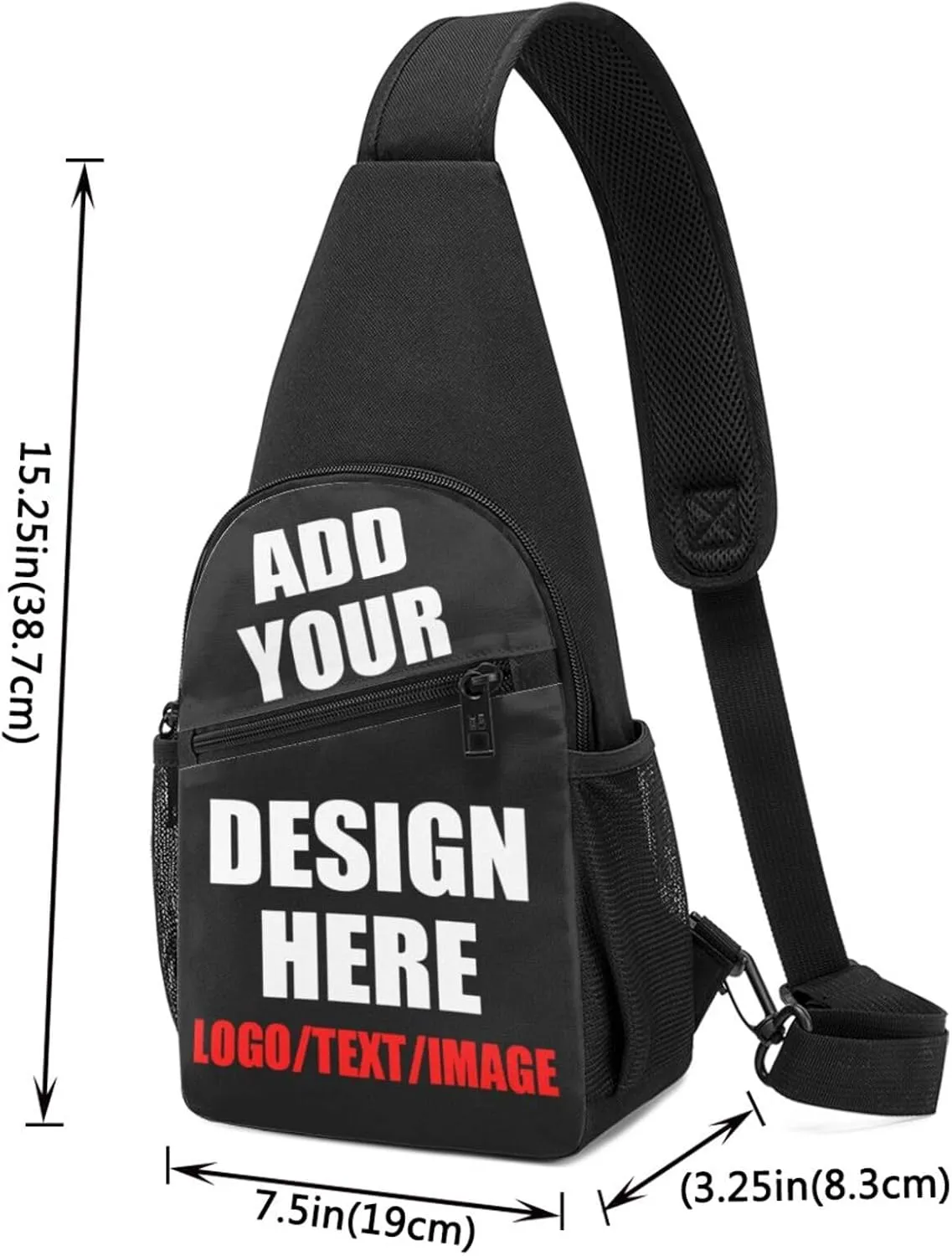 Sling Bag For Men Women Personalized Crossbody Bags Customized Chest Bags Optional Color Design with Logo Text or Image Here