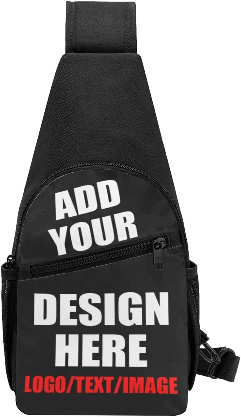 Sling Bag For Men Women Personalized Crossbody Bags Customized Chest Bags Optional Color Design with Logo Text or Image Here