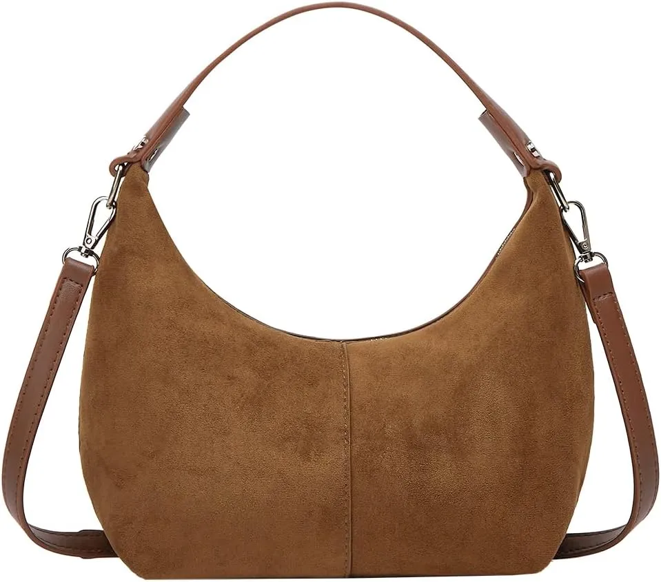 Slouchy Suede Shoulder Bags For Women Retro Crossbody Bag Tote Bag Satchel Bag Winter Work Purses Crescent Bag Handbag Fall
