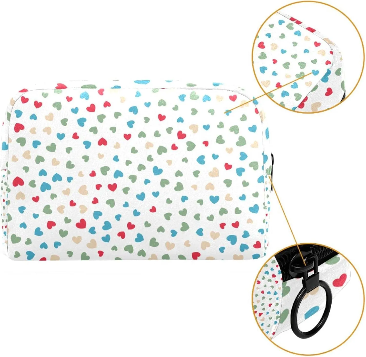 Small Hearts Pattern Small Makeup Bag for Purse, Portable Cosmetic Bag Zipper Makeup Pouch for Women, Stationery, Toiletries, Travel Accessories