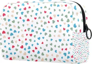 Small Hearts Pattern Small Makeup Bag for Purse, Portable Cosmetic Bag Zipper Makeup Pouch for Women, Stationery, Toiletries, Travel Accessories