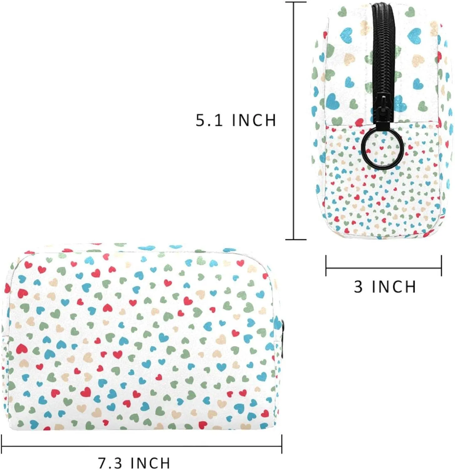 Small Hearts Pattern Small Makeup Bag for Purse, Portable Cosmetic Bag Zipper Makeup Pouch for Women, Stationery, Toiletries, Travel Accessories