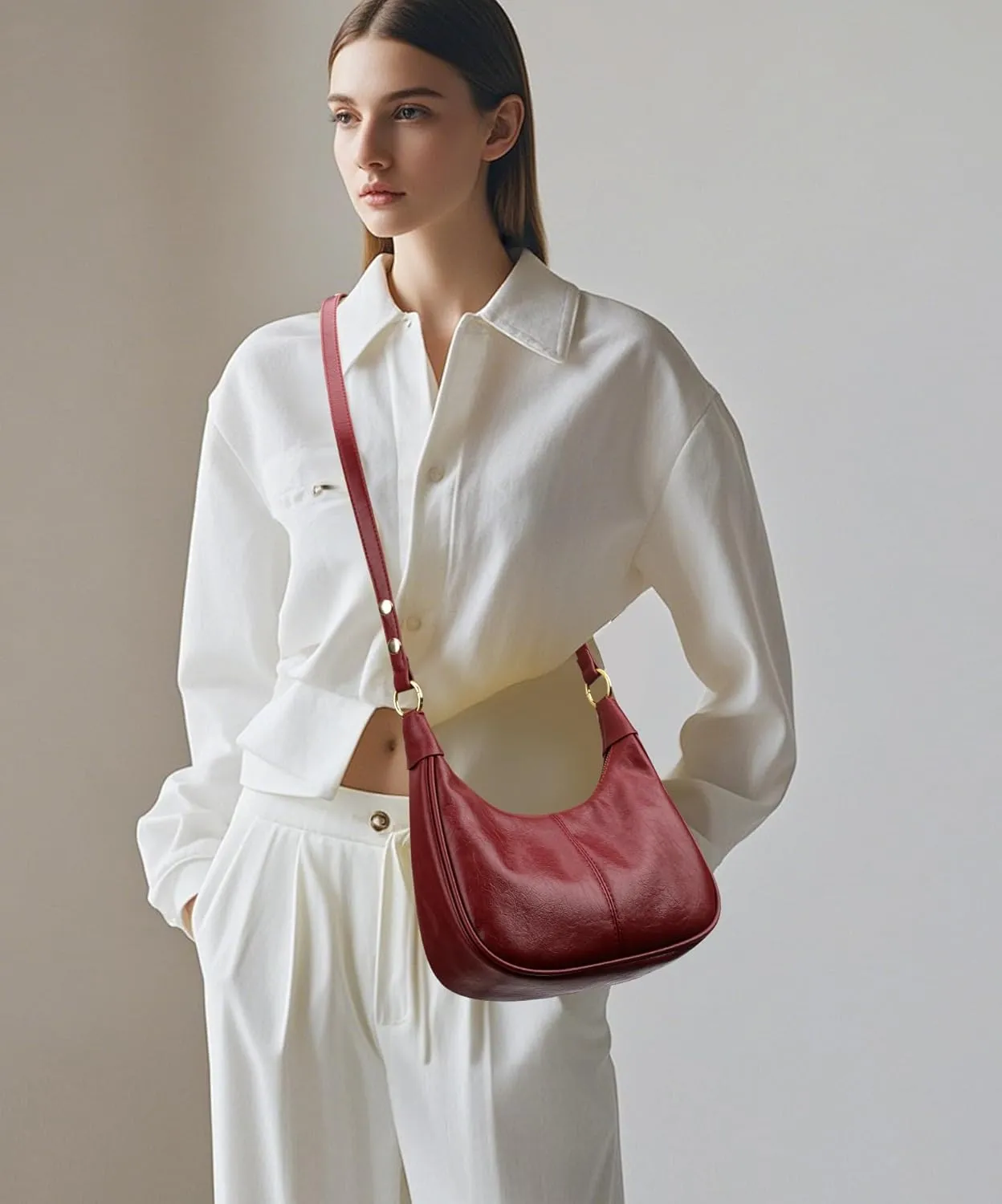 Small Hobo Bags Retro Crescent Shoulder Purse Women Soft Crossbody Handbag