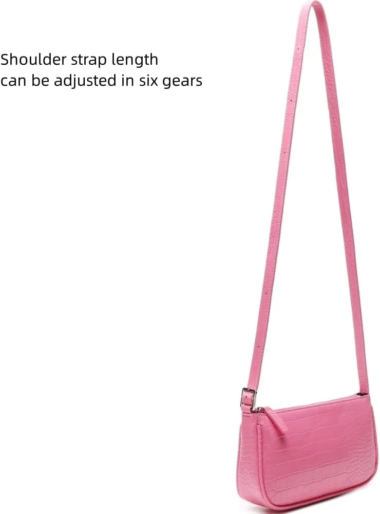 Small Purse for Women, Adjustable Shoulder Bags Crocodile Pattern Clutch Purse with Zipper Closure Retro