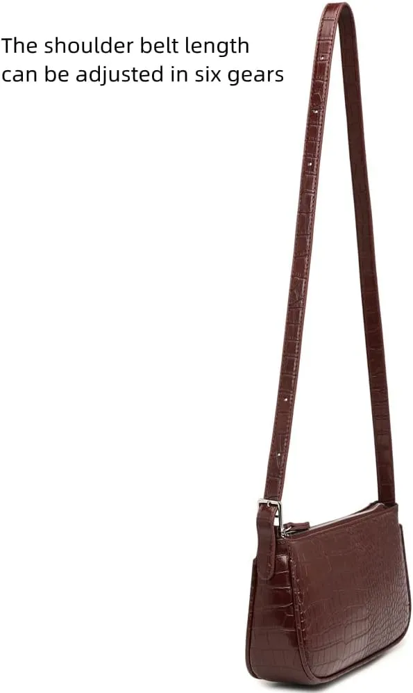 Small Purse for Women, Adjustable Shoulder Bags Crocodile Pattern Clutch Purse with Zipper Closure Retro