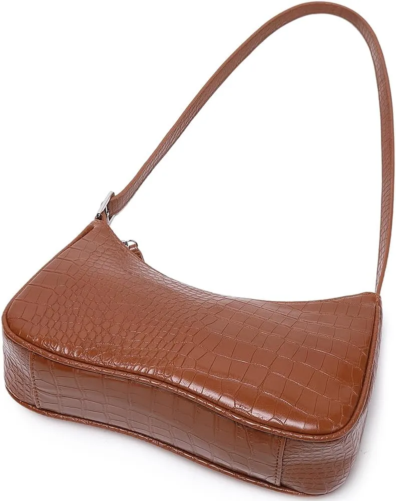 Small Purse for Women, Adjustable Shoulder Bags Crocodile Pattern Clutch Purse with Zipper Closure Retro