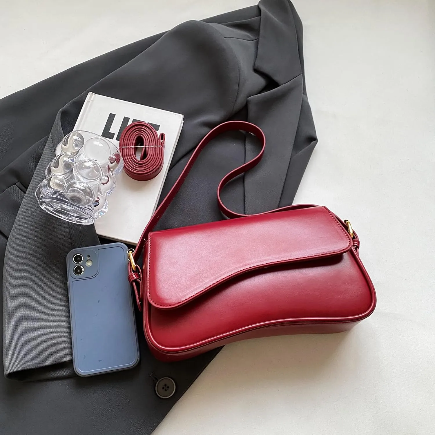 Small Shoulder Bag for Women Clutch Hobo Crossbody Tote Handbag with Zipper Retro Genuine Leather Bags
