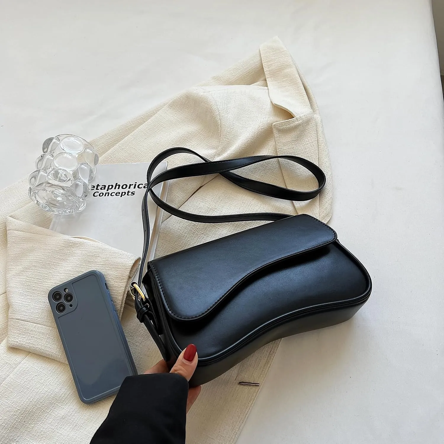 Small Shoulder Bag for Women Clutch Hobo Crossbody Tote Handbag with Zipper Retro Genuine Leather Bags