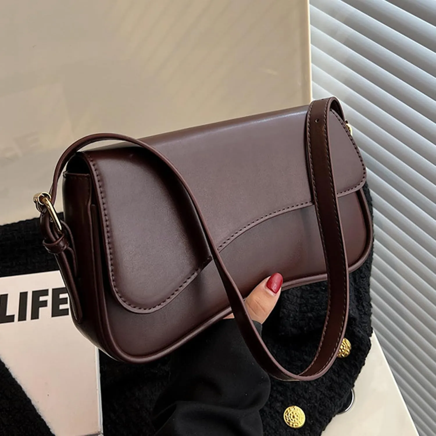 Small Shoulder Bags for Women,Crossbody Purses,Retro Vegan Leather Tote Handbag, Clutch Hobo Purse with Zipper