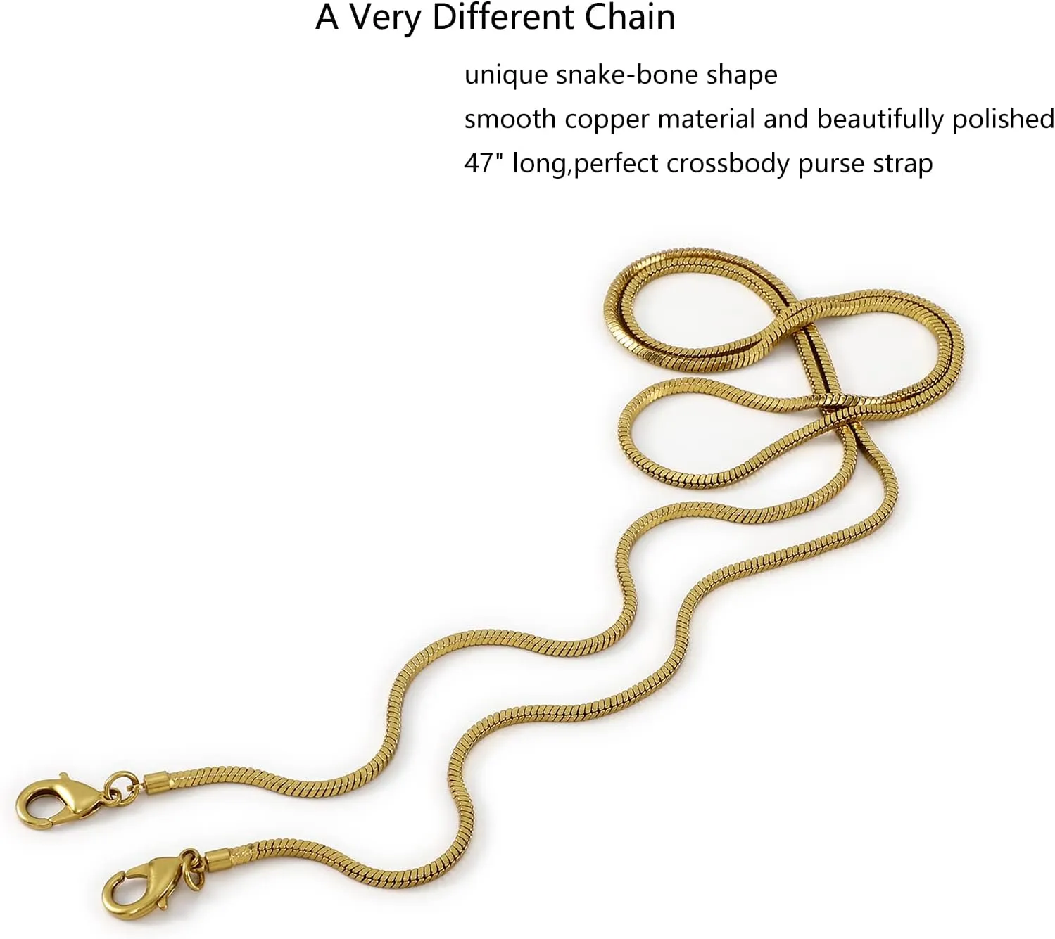 Small Square Copper Purse Shoulder Cross Body Handbag Bag Chains Strap Replacement(Antique Gold, 47'')