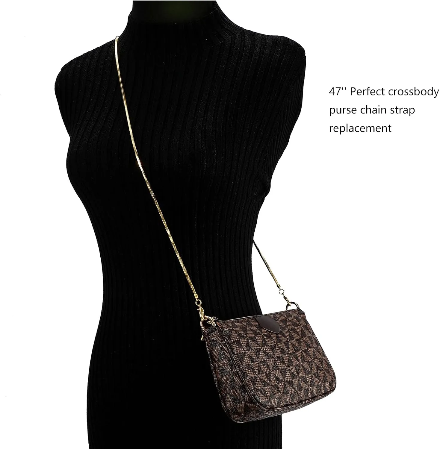Small Square Copper Purse Shoulder Cross Body Handbag Bag Chains Strap Replacement(Antique Gold, 47'')