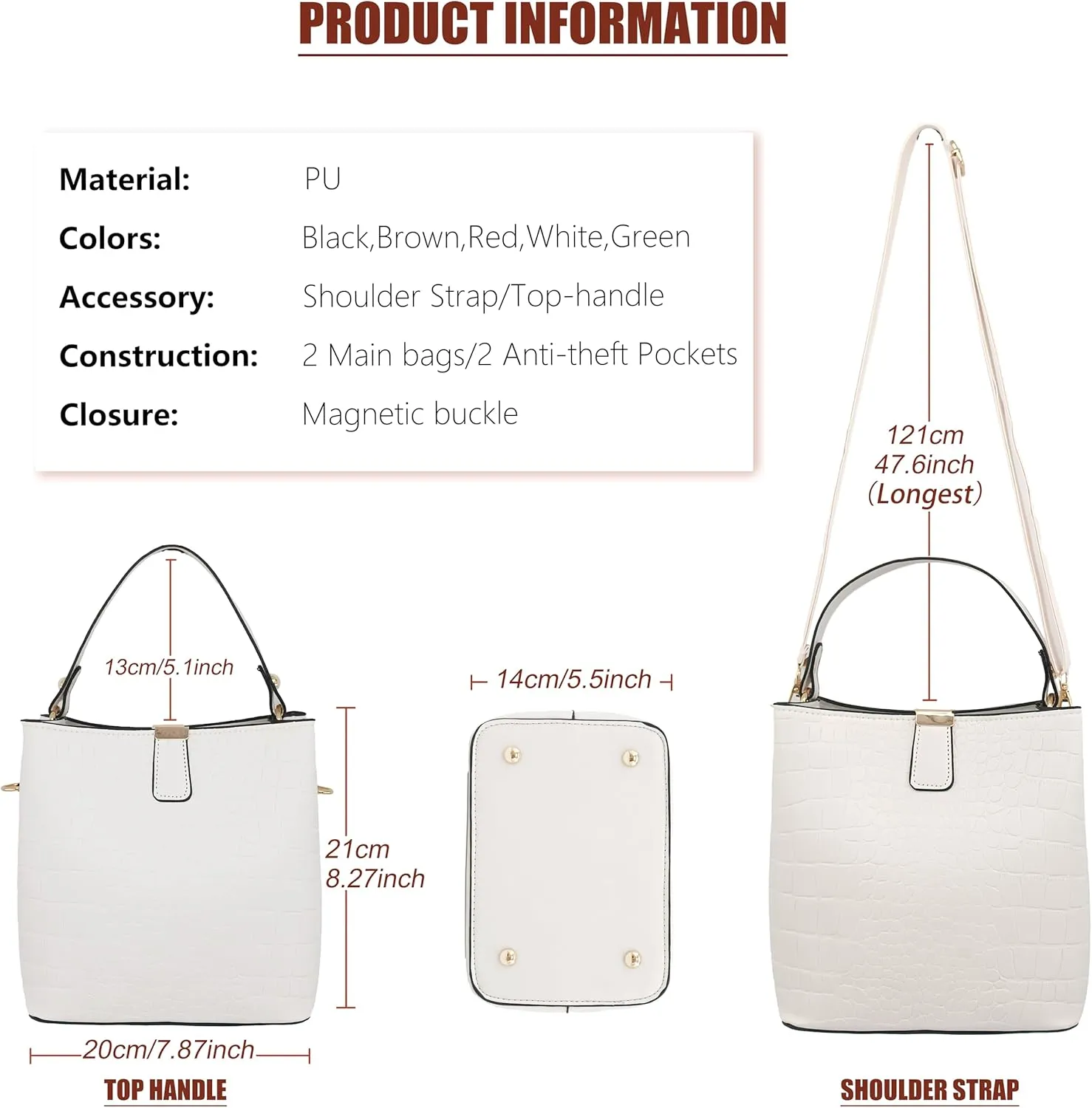 Small Square Crocodile Pattern Purses with Crossbody Strap Bucket Bags for Women with Top Handle