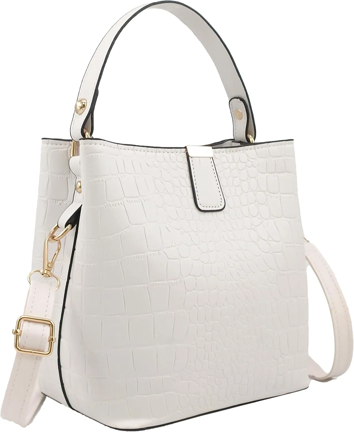Small Square Crocodile Pattern Purses with Crossbody Strap Bucket Bags for Women with Top Handle