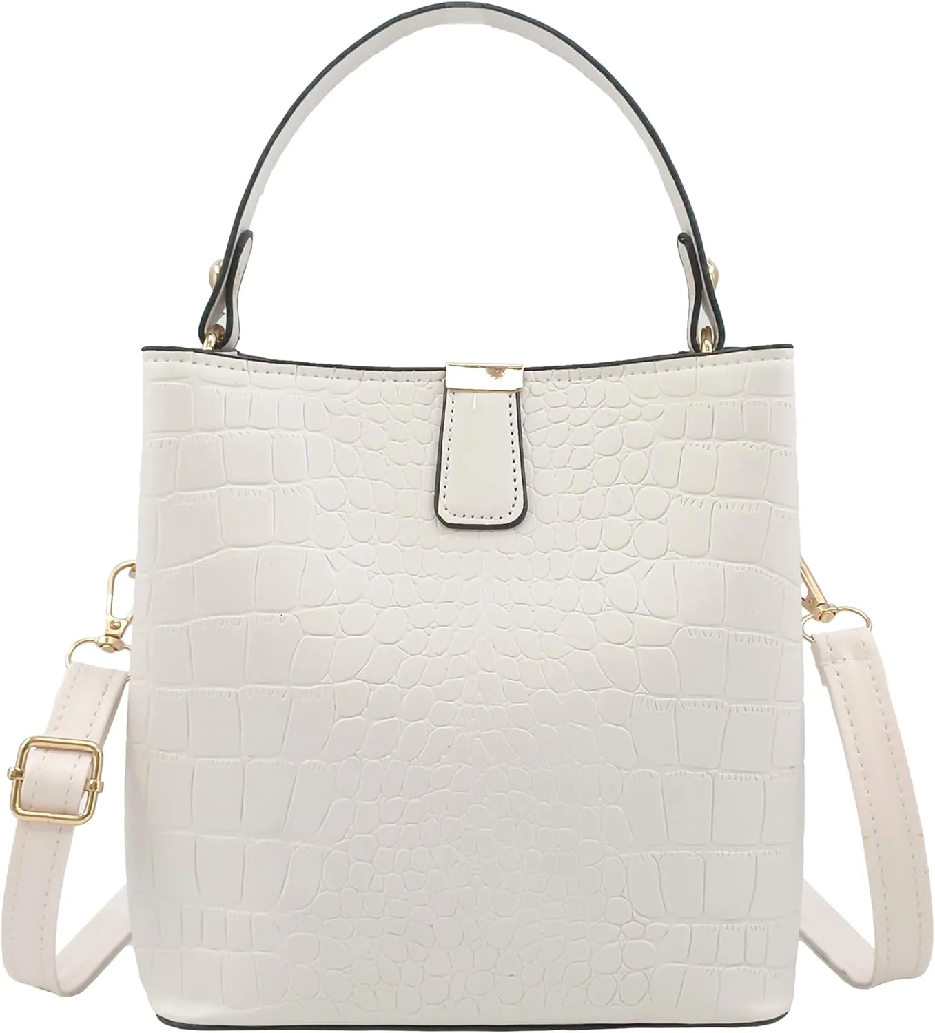 Small Square Crocodile Pattern Purses with Crossbody Strap Bucket Bags for Women with Top Handle