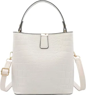 Small Square Crocodile Pattern Purses with Crossbody Strap Bucket Bags for Women with Top Handle