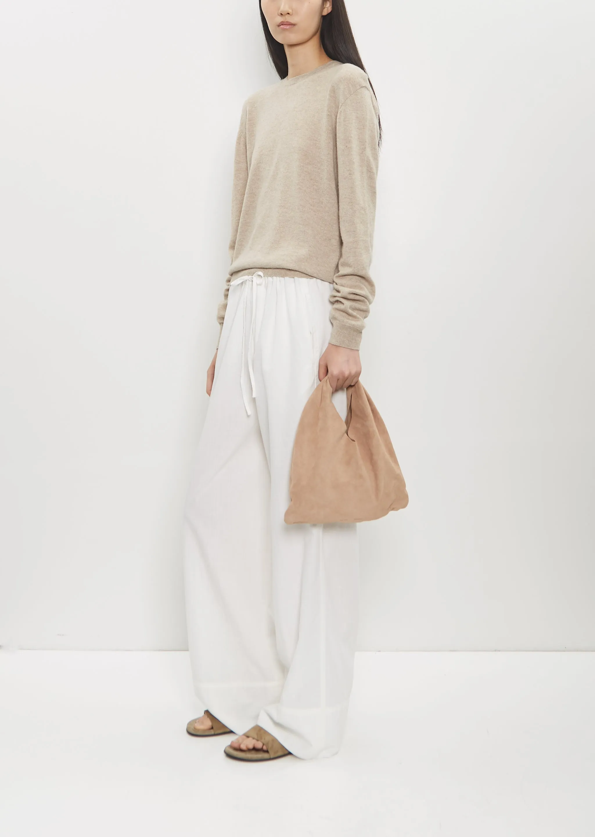 Small Suede Bindle — Beige Melange