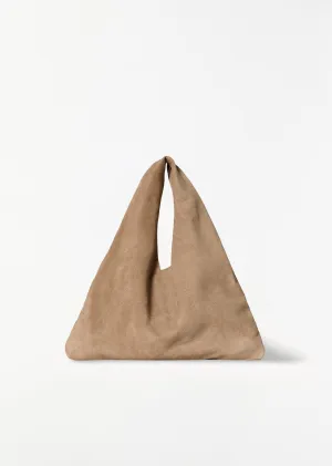 Small Suede Bindle — Beige Melange