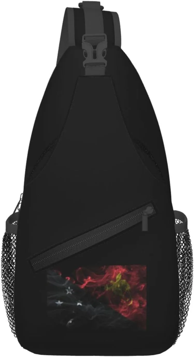 Smoke Style Flag Of Papua New Guinea Crossbody Bags For Women Men Chest Backpack Gym Shoulder Bag Travel Outdoor Sports Casual Crossbody Bags
