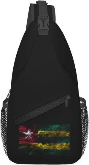 Smoke Style Flag Of Togo Crossbody Bags For Women Men Chest Backpack Gym Shoulder Bag Travel Outdoor Sports Casual Crossbody Bags