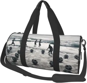 Soccer Sea Printed Sports Gym Bag for Men Women Foldable Duffel Bag Carry On Weekender Bag for Travel Sports