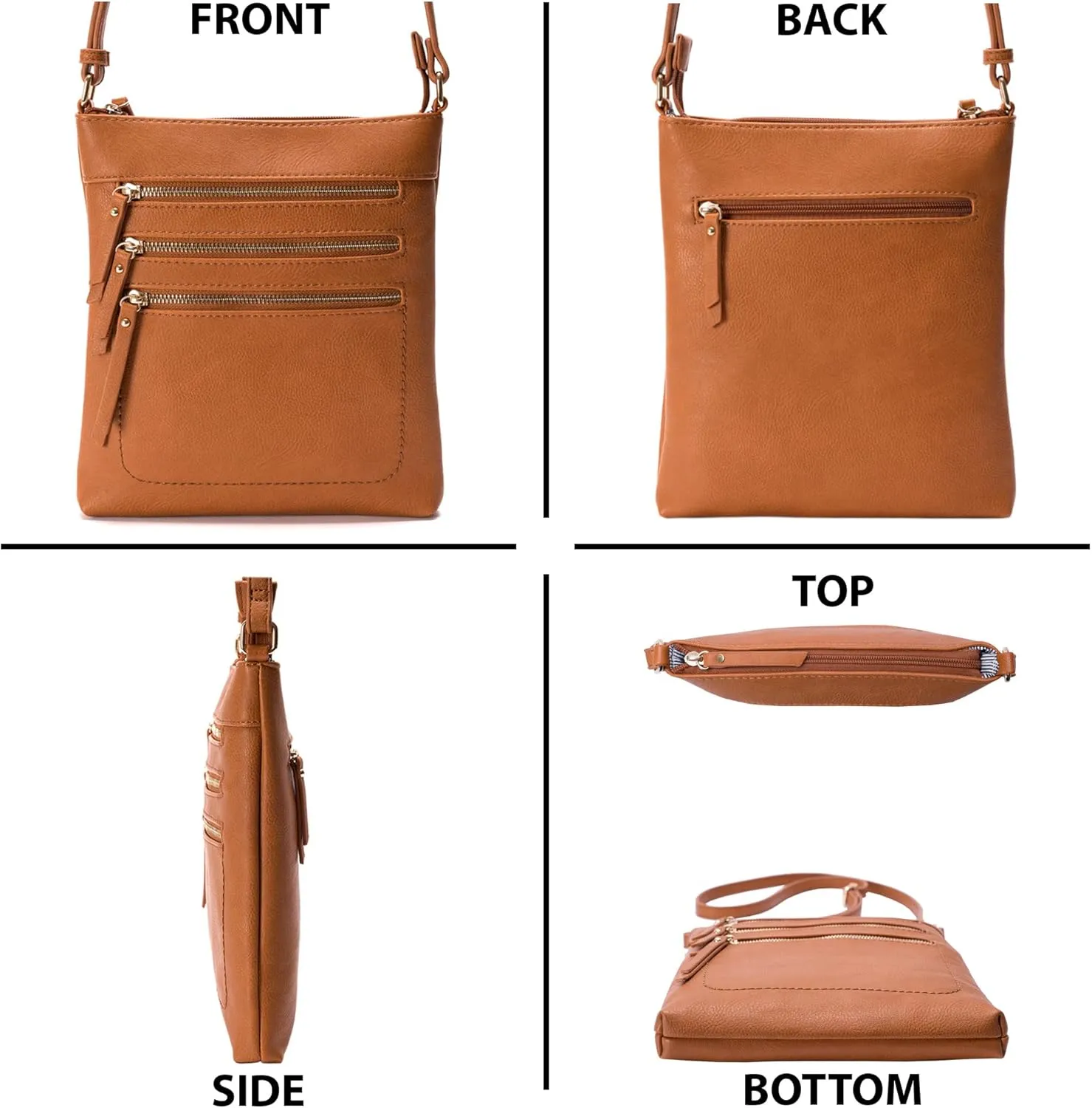 Solene Crossbody Bag Functional Multi Pocket Messenger Purse Top Zip Closure Shoulder Handbag With Adjustable Strap