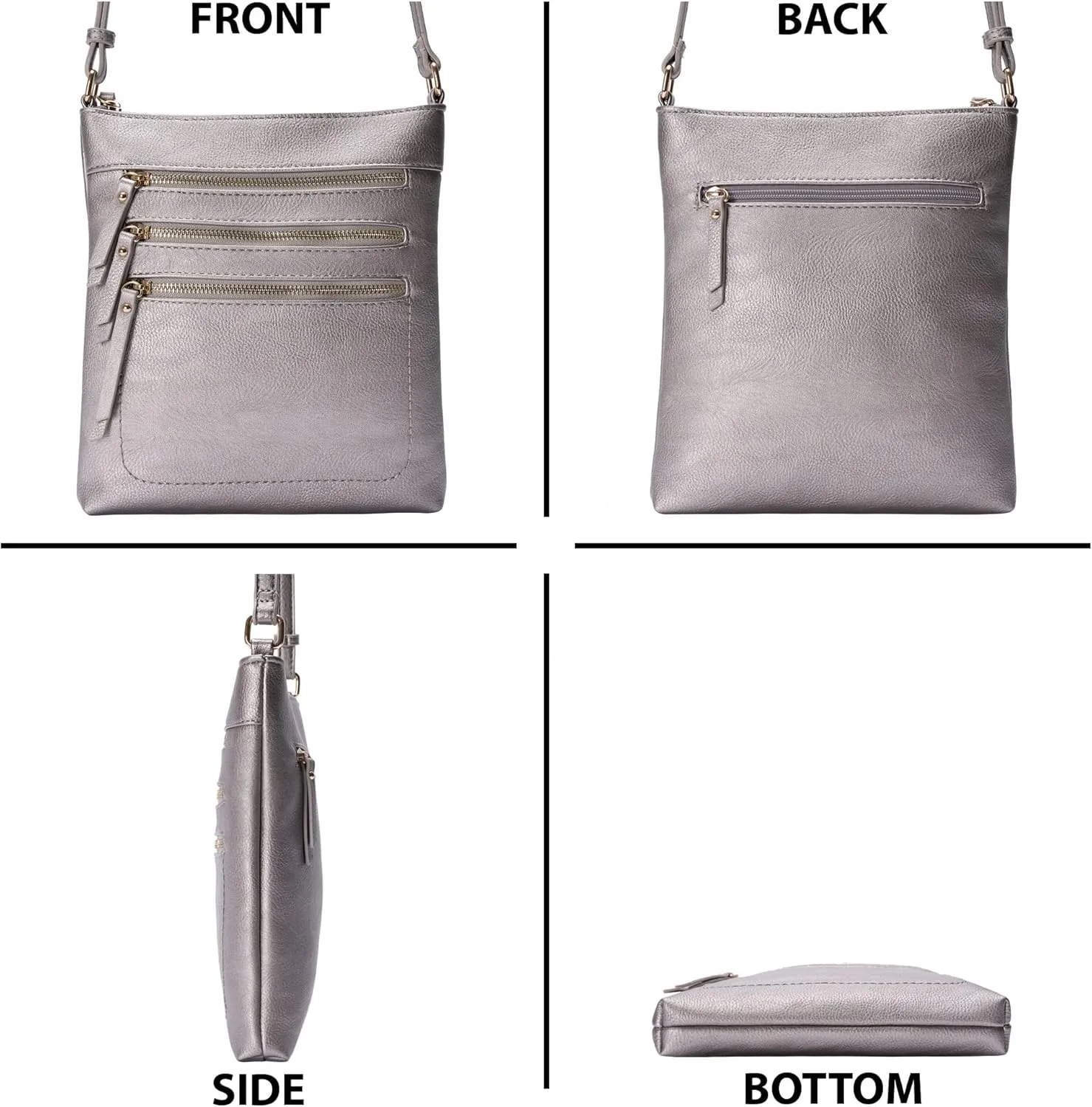 Solene Crossbody Bag Functional Multi Pocket Messenger Purse Top Zip Closure Shoulder Handbag With Adjustable Strap