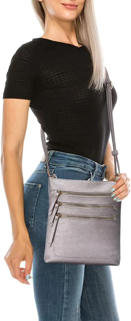 Solene Crossbody Bag Functional Multi Pocket Messenger Purse Top Zip Closure Shoulder Handbag With Adjustable Strap