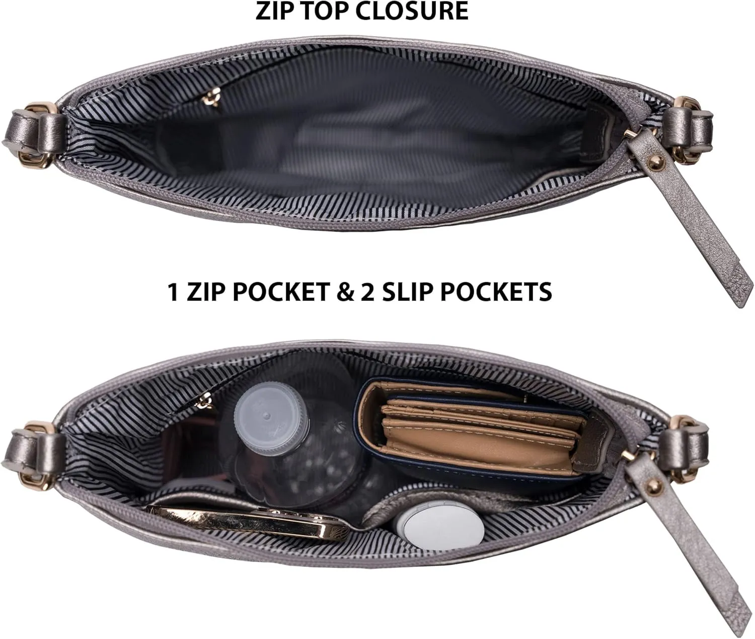 Solene Crossbody Bag Functional Multi Pocket Messenger Purse Top Zip Closure Shoulder Handbag With Adjustable Strap