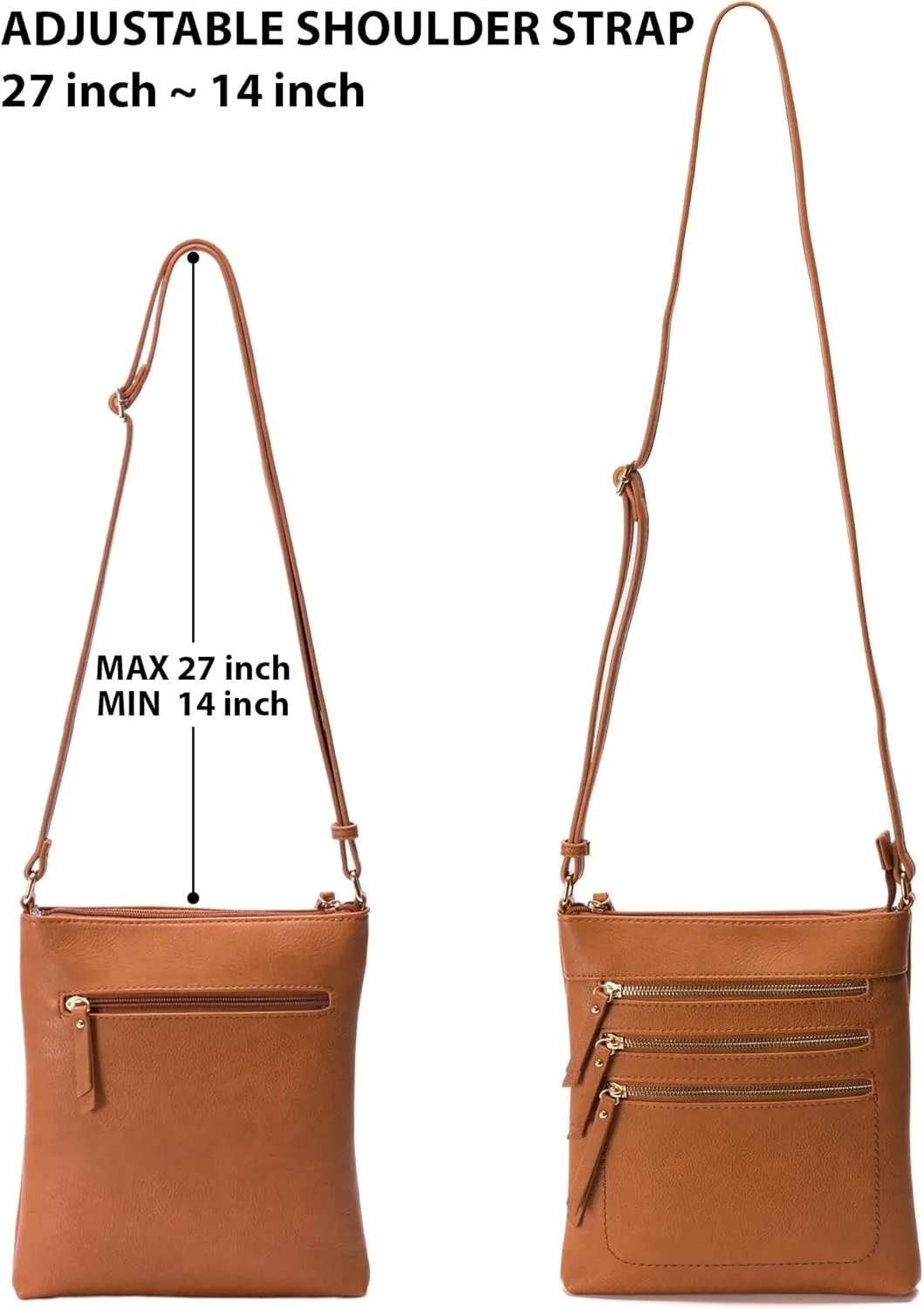 Solene Crossbody Bag Functional Multi Pocket Messenger Purse Top Zip Closure Shoulder Handbag With Adjustable Strap