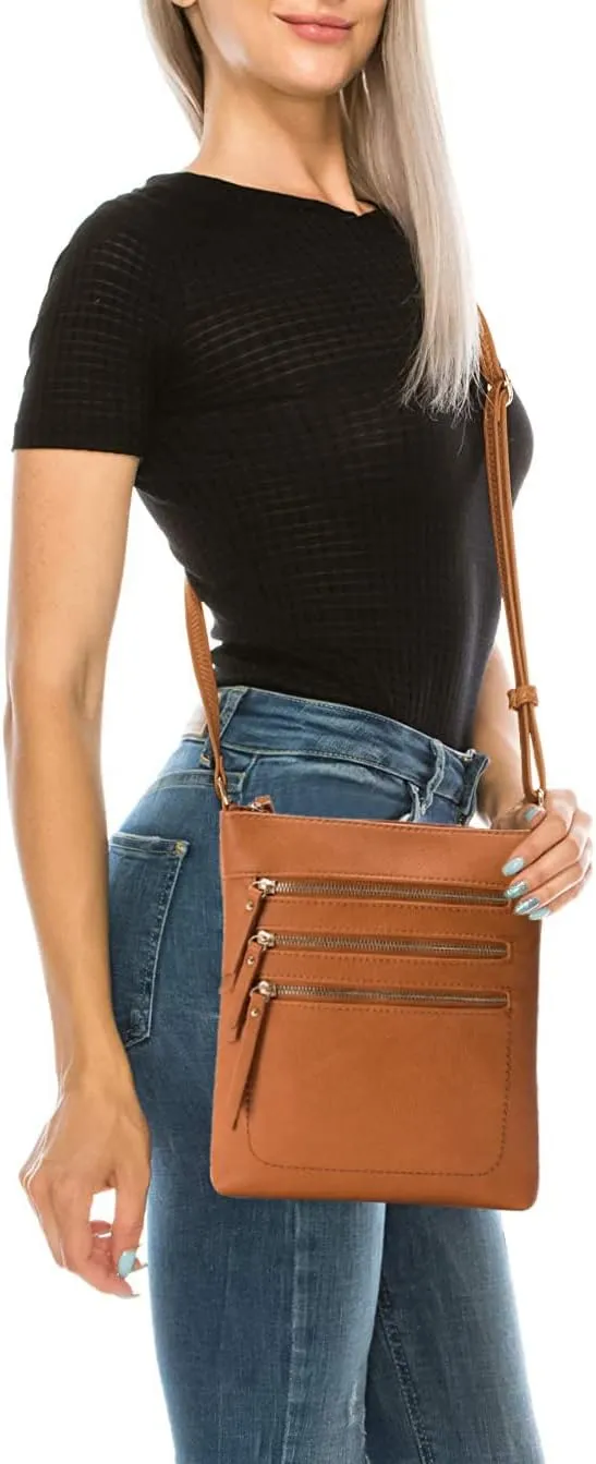 Solene Crossbody Bag Functional Multi Pocket Messenger Purse Top Zip Closure Shoulder Handbag With Adjustable Strap