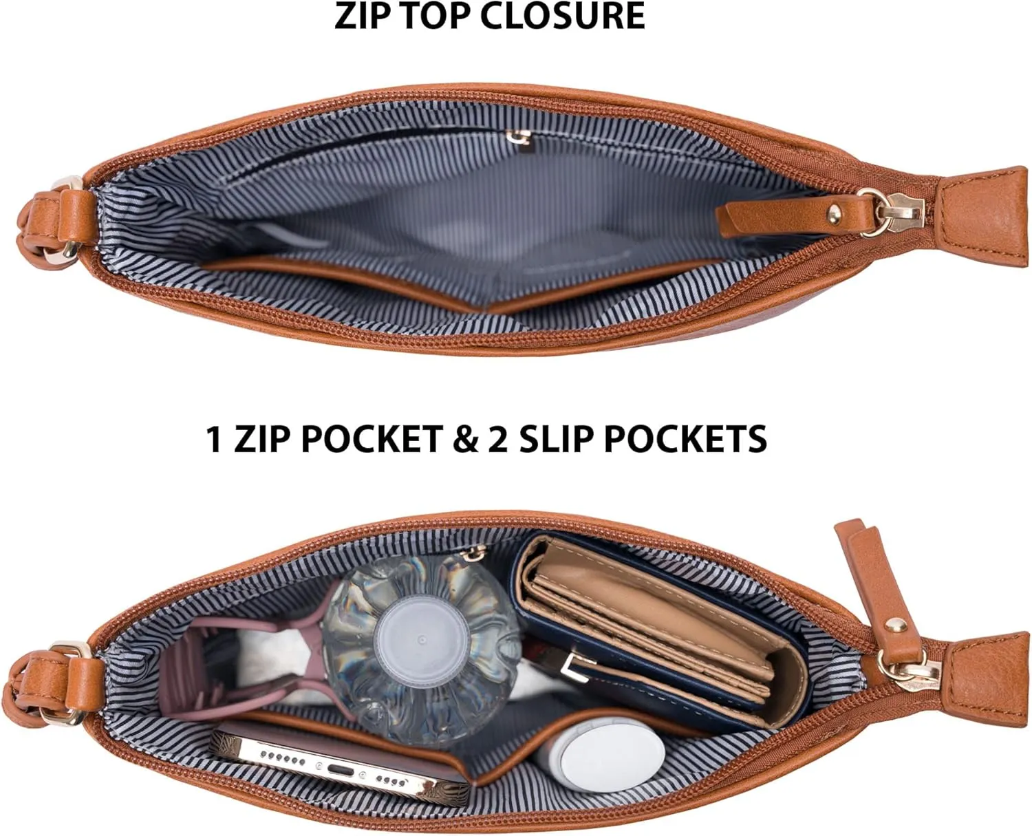 Solene Crossbody Bag Functional Multi Pocket Messenger Purse Top Zip Closure Shoulder Handbag With Adjustable Strap