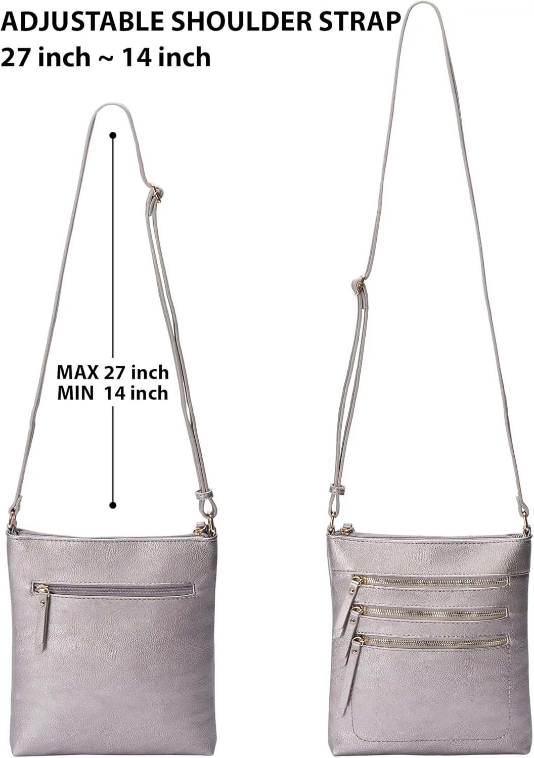 Solene Crossbody Bag Functional Multi Pocket Messenger Purse Top Zip Closure Shoulder Handbag With Adjustable Strap