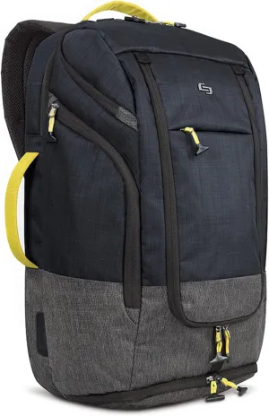 Solo New York Travel Backpack for Women & Men - Lightweight Carry On Bag, Separate Shoe Compartment, Padded Straps, Fits 17.3" Computer - Everyday Max, Navy