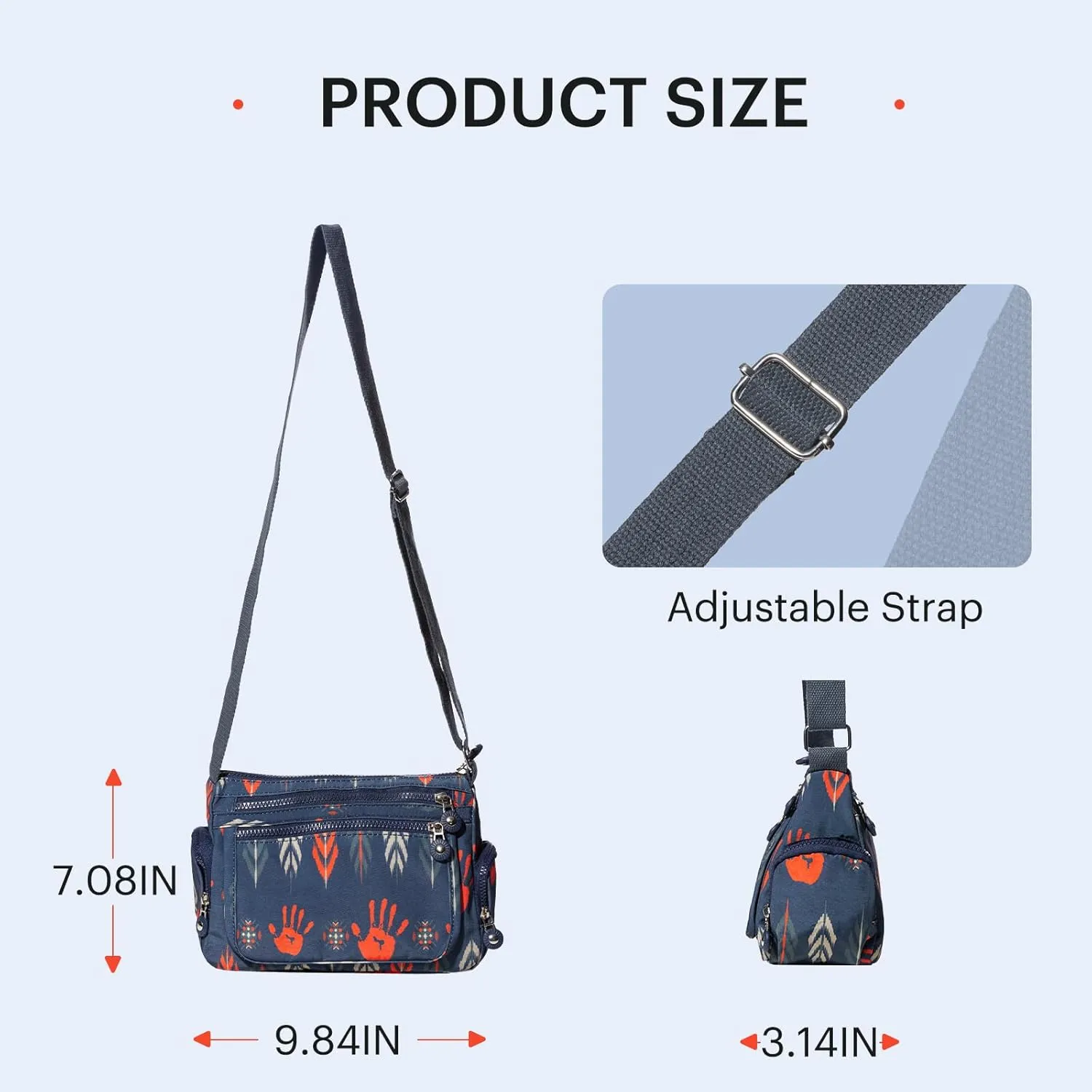 Southwest Crossbody Bag, Navajo Pattern, Roomy Multiple Pockets Bags, Shoulder Satchel Purse, with Adjustable Strap